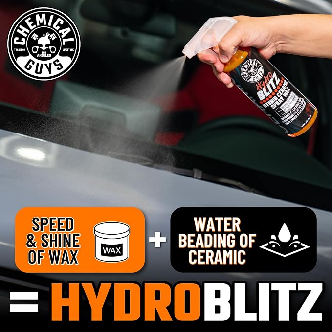 Chemical Guys, HydroBlitz Ceramic Spray Wax with Carnauba for Cars, 16 oz | Hybrid ceramic and carnauba spray boosts gloss, protection and water beading on paint, glass and wheels
