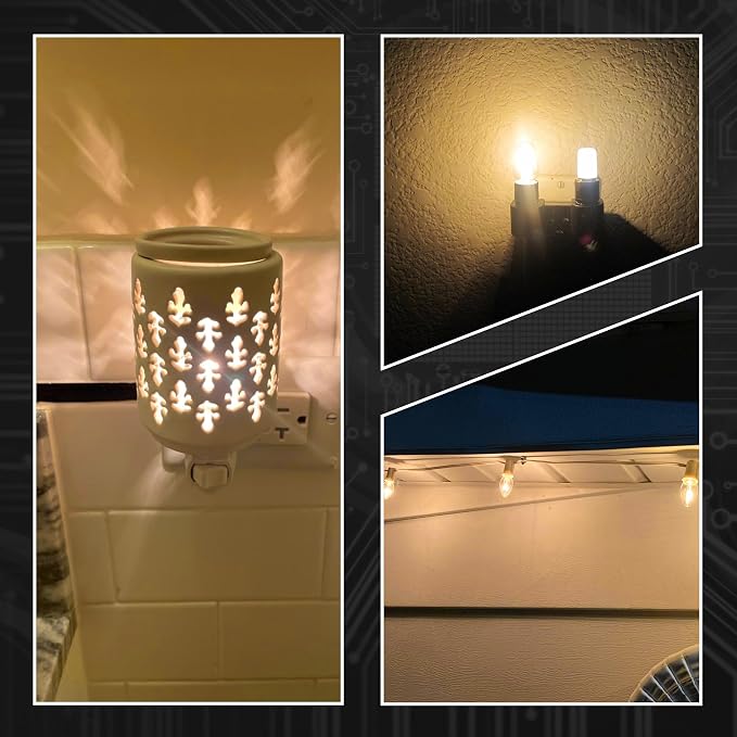 E12 Candelabra Base Night Light Bulb 1W Equivalent 10W 15W 2700K, 4 Pack | Warm White, AC120V, 150lm, C7 E12 Small Bulbs for Himalayan Salt Lamp Appliance Bulb Decorative String Lights, Non-dimmable