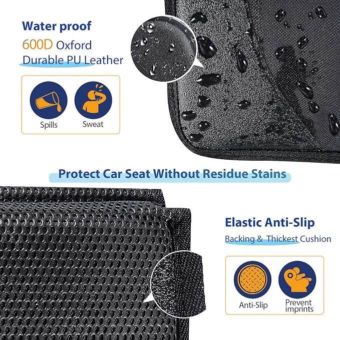 Gimars Car Seat Protectors, 2 Pack XL 5-Layer Thickest EPE Waterproof Protectors with 600D Fabric, Nonslip Backing, Storage Pockets for SUV, Sedan, Truck, Leather Seats (Gray)