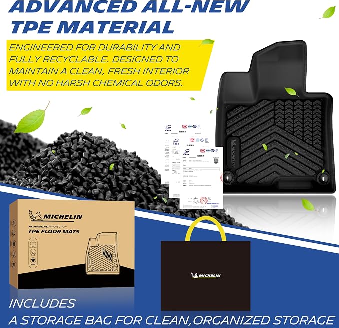 Michelin Vehicle Mats, Premier Series All-Weather TPE Custom Fit Liner for 2023-2026 Kia Sportage Gas Floor Mats, Not Fit Hybrid or PHEV (6 Piece)