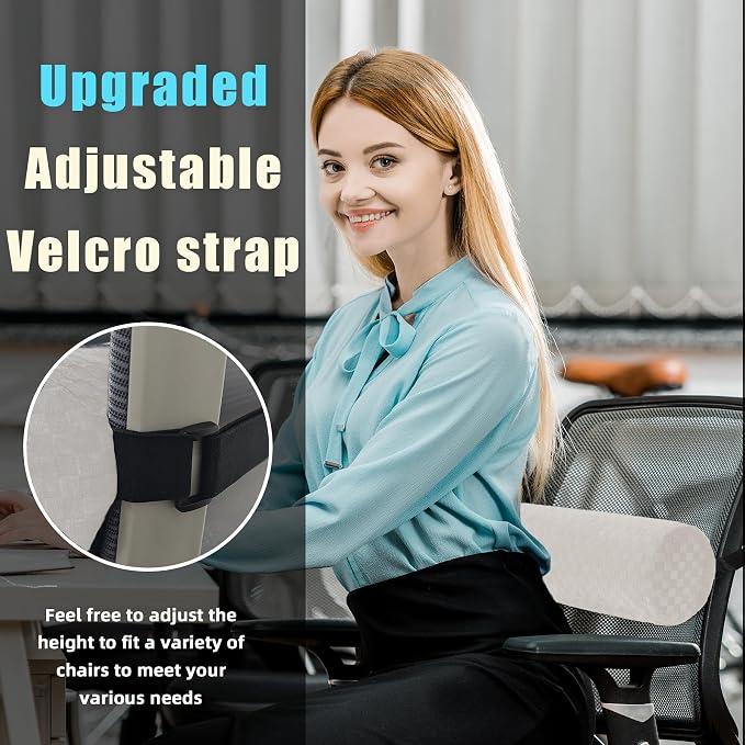 Coeyese Lumbar Roll Pillow for Lower Back Support, Cream, Long-15 * 4.3'' | Removable Pillowcase, Upgraded Adjustable Strap, Suitable for Office, Chair, Car, Seat Pain Relief & Improving Posture
