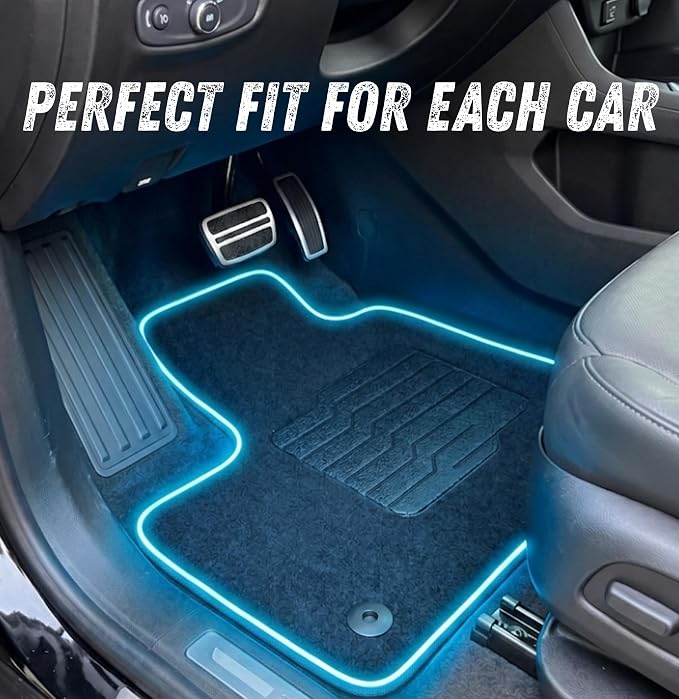 ecoMats Carpet Floor Mats Custom Fit for 2022 to 2026 Hyundai Tucson with Non-Slip Driver Heel Pad and Safety Holes, Front and Rear, Black (Not Fit for PHEV/Electric Models)