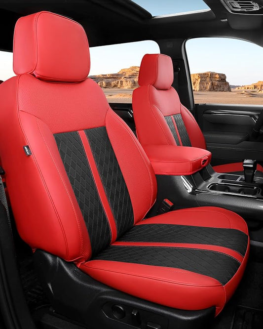 Custom Leather Seat Covers for 2019-2026 Sierra/Silverado 1500 | Only Crew Cab, Fits 2500/3500HD 2020-2026, no Rear Armrest/Seatback Storage, Waterproof, Scratch-resistant, Easy-clean
