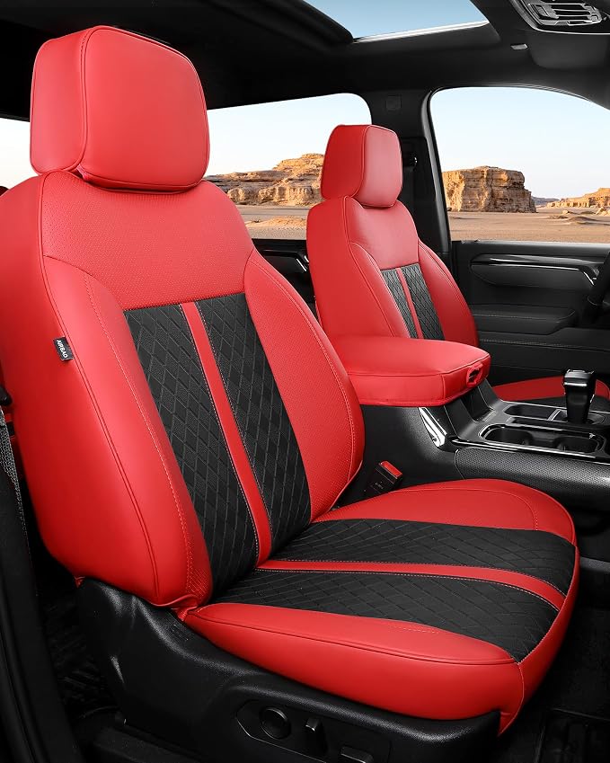 Custom Fit Seat Covers for 2019-2026 Sierra/Silverado 1500 CrewCab | Fits 2500/3500HD 2020-2026, with Rear Armrest/Seatback Storage, Faux leather, Waterproof, Scratch-resistant, Easy-clean