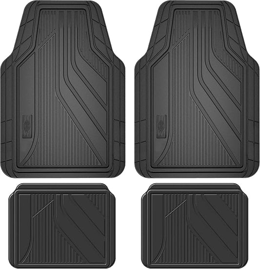 Dickies 4-Piece All-Weather Floor Mats, Trim-to-Fit Mats for Cars, Trucks, SUVs — Black