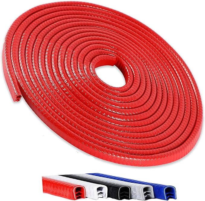 Winfort 33FT(10M) Universal Car Door Edge Protector Guards, No-Glue Required Rubber Seal U Shape Automotive Door Entry Guard, Suitable for Most Cars, SUVs and Trucks (Red)