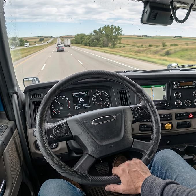 West Llama Semi Truck Steering Wheel Cover, Universal Fit 17.5-18 Inch Large Steering Wheels for RV, Big Rig, 18 Wheeler, Commercial Trucks and Buses (Extra Large Size-Black)