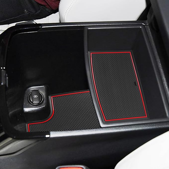 Cup Holder Insert for Telluride Accessories 2025 2024 2023 2022 2021 2020 Center Console Liners Door Pocket Slot Mats Non-Slip Anti Dust Pads Premium Interior 26Pcs Set (Red Trim)