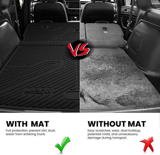 LASFIT Cargo Mat for Jeep Grand Cherokee WL 2022-2025 2026 5-Seat (Include 4xe, NOT for L) All Weather TPE Custom Fit Rear Backrest Mat Trunk Seatback Mat, Black