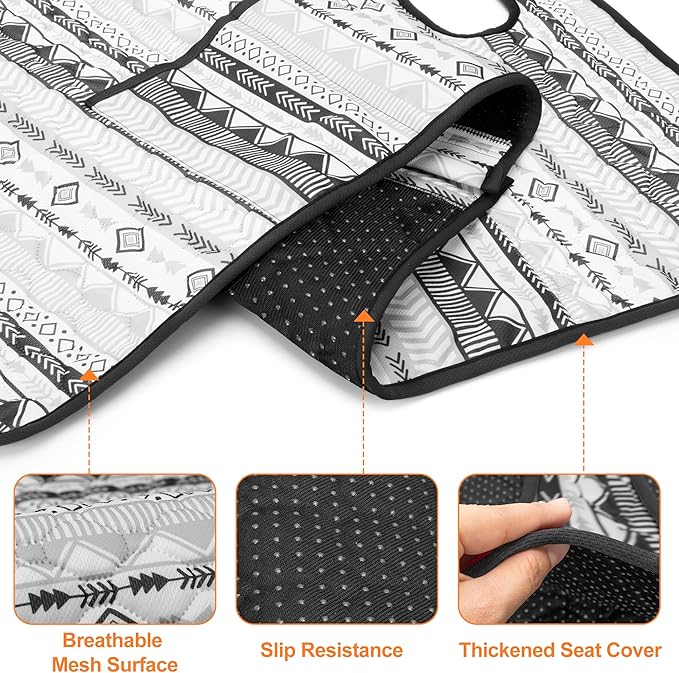 PGmoon Golf Cart Seat Covers with 4 Front Pockets & Nonskid Bottom