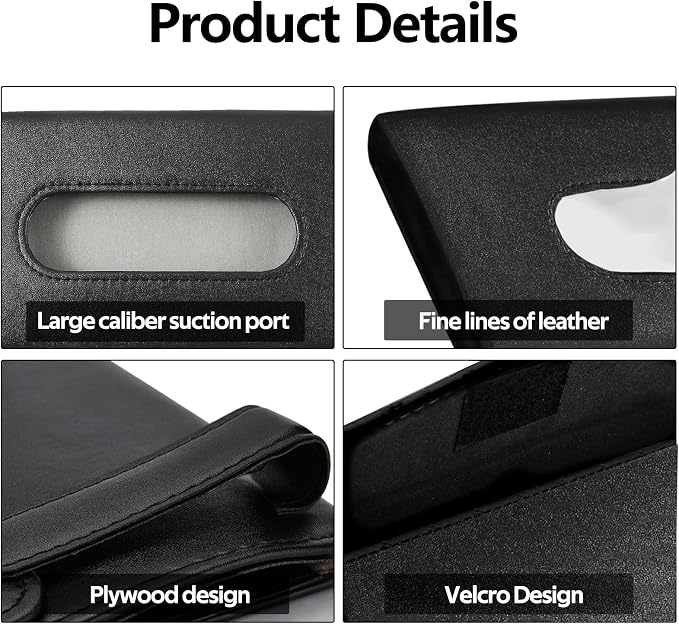Wuyaoyao Car Tissue Holder, Auto Sun Visor Napkin Holder Mask Holder, Premium PU Leather Car Tissue Holder Visor Tissue Dispenser, Universal Sun Visor Tissue Box for Most Vehicle (Black)