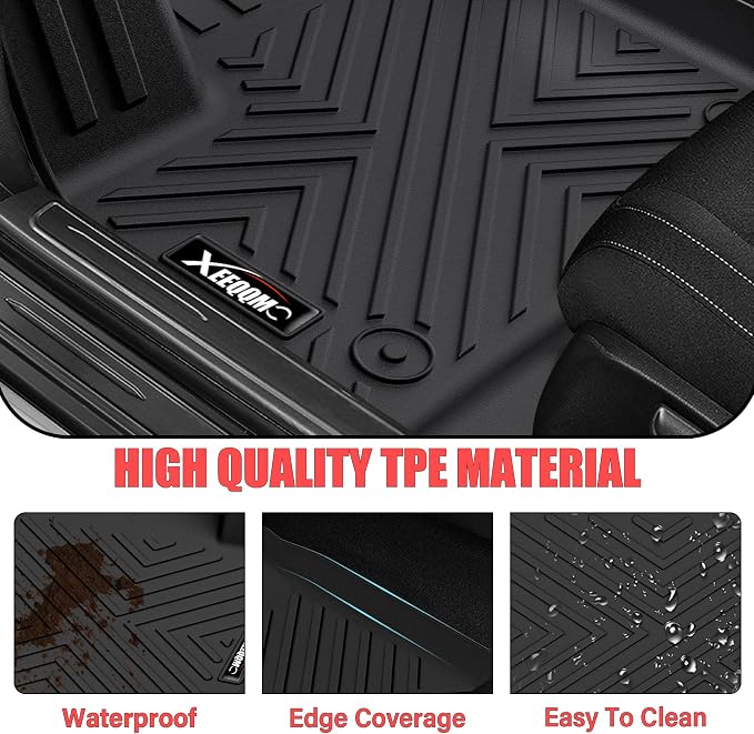 Floor Mats & Trunk Mat & Backrest Mat for 2024-2026 Chevy Traverse 7 Seats | All Weather TPE Rubber Cargo Liner and 2nd & 3rd Row Backrest Mat Door Sill Guards for Chevrolet Traverse 2026 Accessories