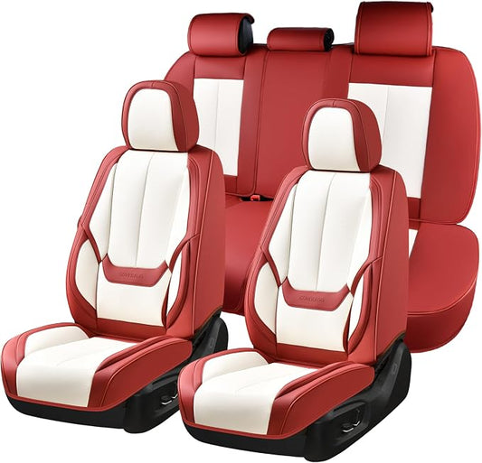 Coverado Car Seat Covers, Seat Covers for Cars, Waterproof Leather Auto Seat Protectors, Leather Car Seat Cushion, Car Interiors Accessories Universal Fit for Most Cars