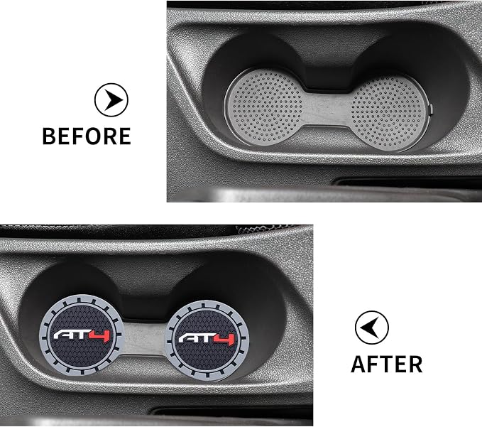 Black Silicone Car Coasters for GMC AT4 Series Non-Slip Car Cup Holder Coasters,Car Interior Accessory for Car Cup Holder 2Pcs 2.75 Inch