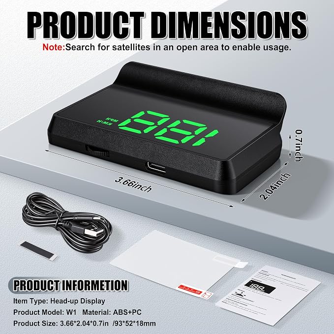 SINGARO Heads up Display for Cars, Universal USB Plug Digital GPS HUD Speedometer with Large Font, Automatic Brightness Adjustment, Car Interior Accessories for Women and Man(Green)