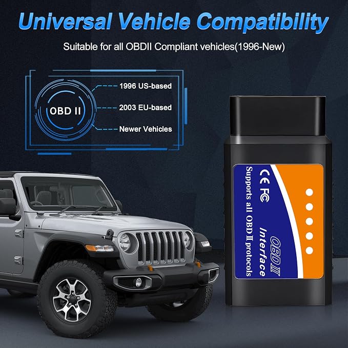 OBD2 Bluetooth Scanner for iPhone iOS Android Windows Car Code Reader Enhanced Auto Diagnostic Scan Tool Odb2 OBDII Adapter Check Engine Light Live Data Reset Vehicle Performance Test Exclusive APP