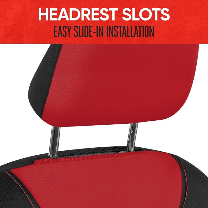 Motor Trend AquaShield Waterproof Front Seat Covers, Red Seat Covers for Cars – Neoprene Front Car Seats Cover, SUV Seat Covers Protector - Car Interior Cover for Auto, Trucks, & Dog Owners