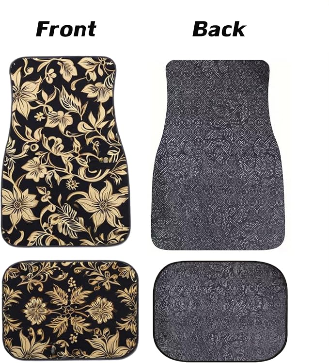 Car Floor Mats Non-Slip Automotive Floor Mats All-Weather Front Rear Car Floor Foot Mat Sets of 4 Pieces Foot Mats Rugs Carpet for Car Trucks SUV Sedans (TengWan 01)