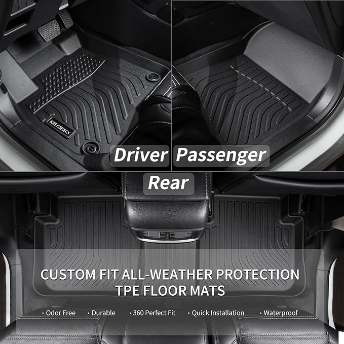KELCSEECS Floor Mats & Cargo Liner Custom for 2016-2018 Lincoln MKX / 2019-2023 Lincoln Nautilus,All Weather Protection TPE Floor Liners Front& Rear Row Full Set Lincoln Nautilus Accessories Black