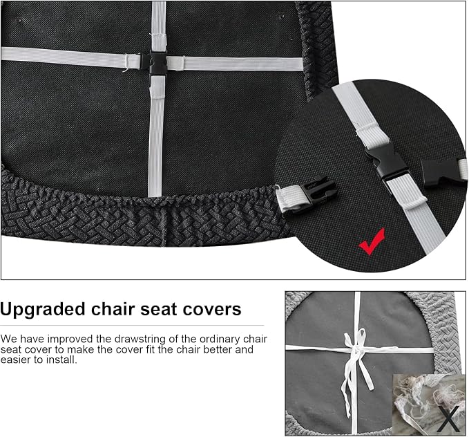 Genina Waterproof Seat Covers for Dining Room Chairs Covers Dining Chair seat Covers Kitchen Chair Covers slipcovers (Black, 2 Pcs)