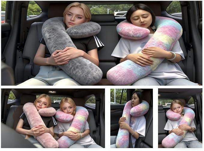 Car Travel Pillow, car Pillow for Kids and Adults, Ergonomic Travel Pillow Providing Neck and Body Support, a Sleep aid, Children's Travel Pillow -Pink