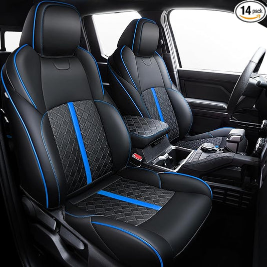 Leather Seat Covers Custom Fit for Tacoma Gen 4th (2024-2026) Double Cab | Custom Fit for SR, SR5, TRD PreRunner, TRD Sport, TRD Off-Road, Limited, Trailhunter - Fully Covered - Fit Like a Glove