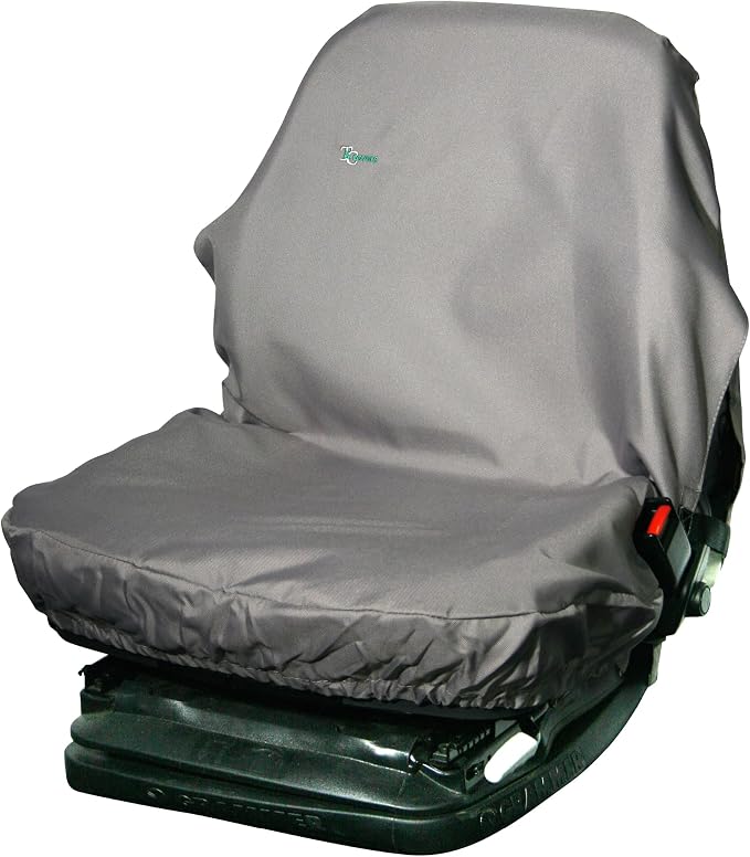 TOWN & COUNTRY COVERS | Universal Tractor Seat Cover, Plant Hire Seat Cover, Standard & Large Size, Heavy Duty, Fast & Easy To Fit, Waterproof, Armrest & Headrest Slots (Grey, Standard)