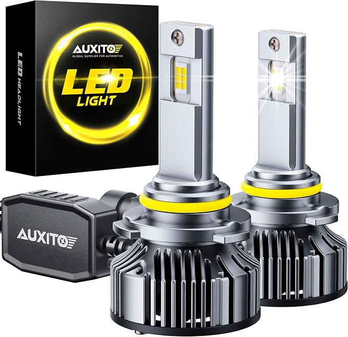 AUXITO Y19 9005 Light Bulbs, 70000LM Cool White, Pack of 2 | Direct Replacement 9005/HB3 LED Fog Light Bulbs with Fan, Plug and Play CANbus Ready No Flicker, Pack of 2