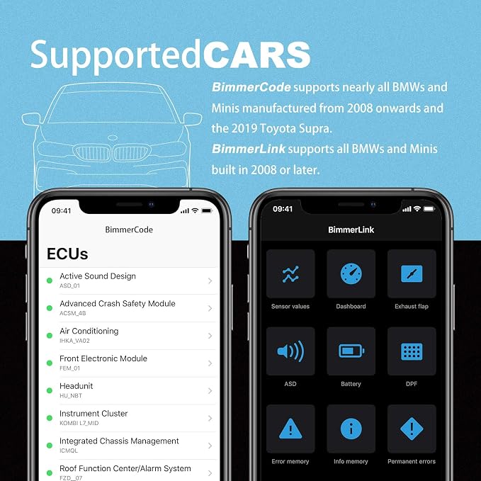 Vgate vLinker BM Plus Bluetooth BLE OBD2 Scanner for BMW/Mini, Works with iPhone & Android Unlock Car Hidden Features in BimmerCode, OBD II Diagnostic Tool