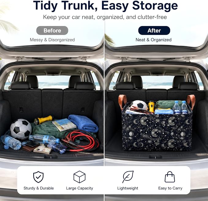 Frog Car Trunk Organizer 20L Collapsible Auto Storage Basket with Handles | Waterproof Reusable Shopping Grocery Bags for SUV Truck, Frogs Cars Boot Organizer Gifts for Women Men Drivers