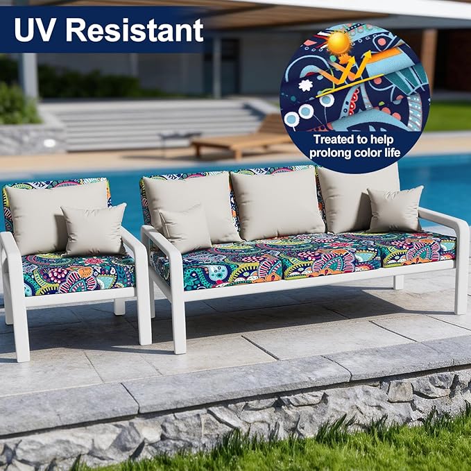 Smiry 14 Pcs Waterproof Patio Cushion Covers, Stretch Outdoor Furniture Covers
