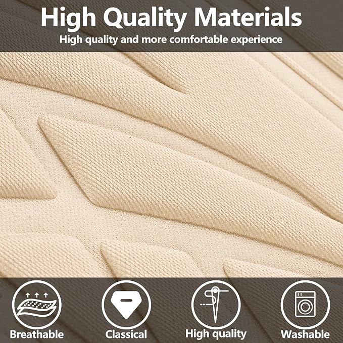 HChengkikz Front Car Seat Cover, Cloth and Washable (Black + Beige) | Breathable, Airbag compatible, Easy to Install, Universal Fit for Most Cars, Sedans, Truck, SUVs