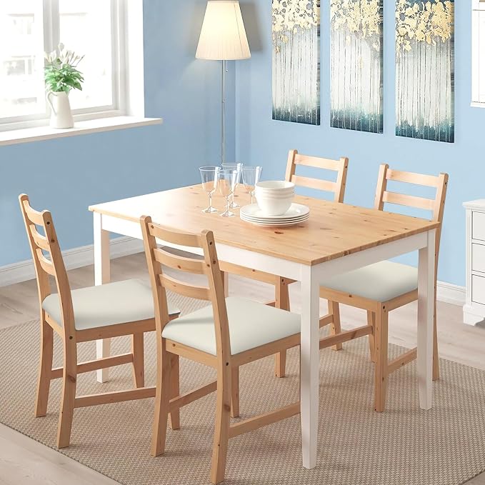 SearchI Cool Fabric Seat Covers for Dining Chairs, 4 Pack Water Repellent Dining Room Chair Seat Covers, Kitchen Chair Seat Covers Protectors(Beige)