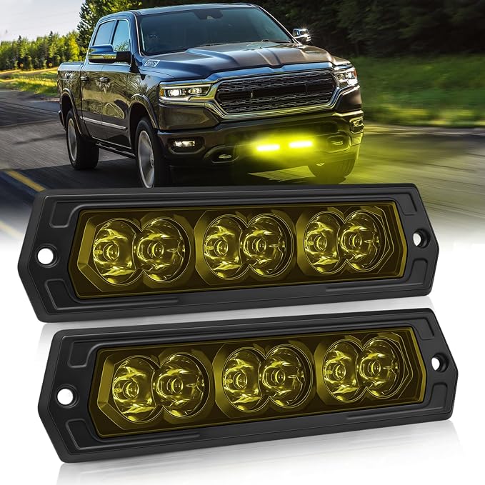 Flush Mount LED Pods Yellow 7 Inch CREE LED Light Bar Flush Mount Reverse Light Spot LED Pods Yellow Fog Lights for Wrangler F150 Toyota Ram Chevy GMC Truck UTV ATV
