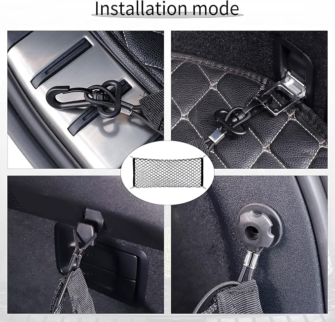 Alpmosn 35.4"x15.8" Stretchable Car Cargo Net Adjustable Elastic Storage Net Trunk Interior Accessories with Hook, Universal Fit for Car, Vehicle, SUV