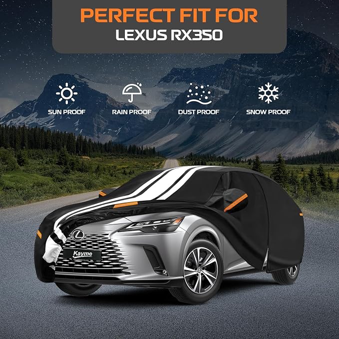 Kayme Lexus RX350 Car Cover Waterproof All Weather, Custom Fit for RX RX300 RX330 RX350L RX400H RX450H (1999-2026), Gift with Tape/Towel, Outdoor Full Exterior Cover Rain Snow Sun UV Protection.