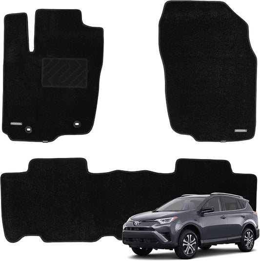 WENNEBIRD Carpet Floor Mats for Toyota RAV4 2013-2018, 3Pc | 0.6-Inch Ultra-Thick Plush Carpet, Noise-Reducing Comfort, Waterproof TPE Layer, Anti-Slip Backing