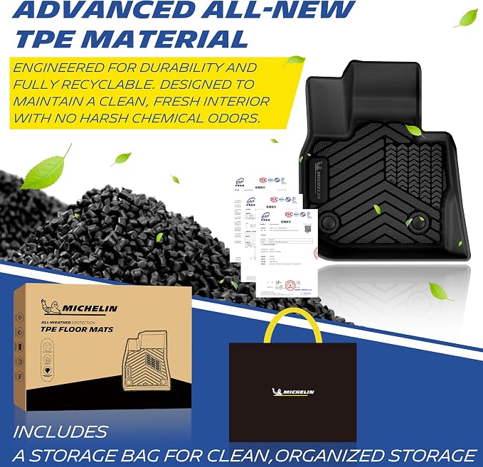 Michelin Vehicle Mats, All-Weather TPE Custom Fit Liner for 2018-2024 BMW X3 Without Spare Tire (4 Piece), Not Fit X3 30e, Premier
