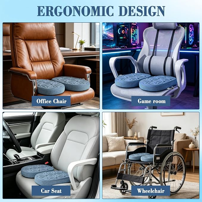 Cooling Gel Enhanced Memory Foam Seat Cushion, Desk Chair Seat Cushion, Office Chair Cushions, Foldable Portable, Back Sciatica Coccyx Tailbone Pain Relief, Driving Car Airplane Wheelchair Bleachers