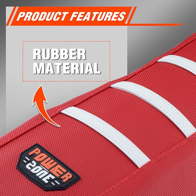 Dirt Bike Seat Cover - White Stripe Universial Seat Cover for Dirt Bike - Motorcycle Motorcross Enduro Seat Covers (Red)