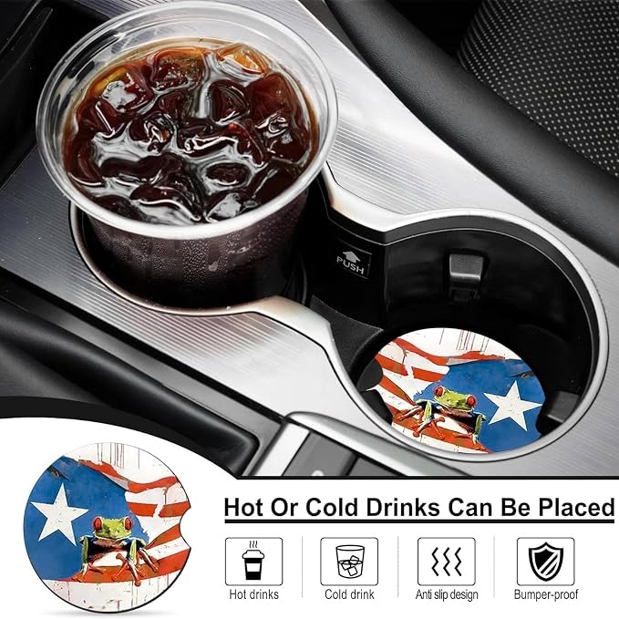 2 Pack Dog Dad Car Cup Holder Coasters Neoprene Anti Slip Rubber Mat | Dogs Car Accessories Interior Decor 2.75" Universal Size Insert Auto Coasters Dog Dad Gifts for Women Men Pet Love