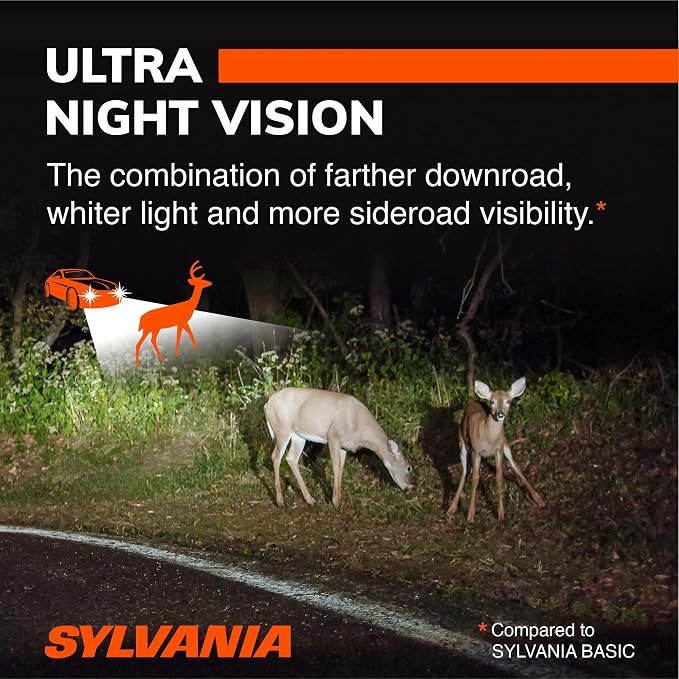 SYLVANIA - H11 SilverStar Ultra - High Performance Halogen Headlight Bulb, High Beam, Low Beam and Fog Replacement Bulb, Brightest Down Road with Whiter Light, Tri-Band Technology (Contains 2 Bulbs)