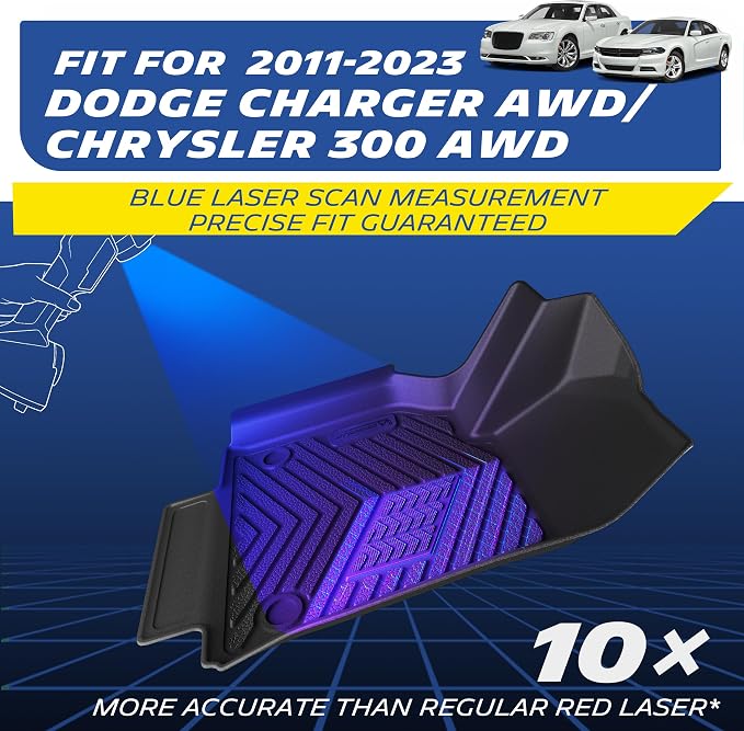Michelin Vehicle Mats, All-Weather TPE Custom Fit Liner for 2011-2023 Dodge Charger AWD/Chrysler 300 AWD, Premier