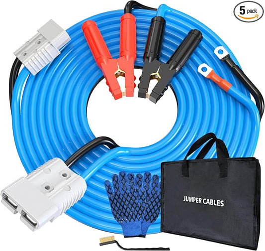 0 Gauge 30 Feet Jumper Cables Heavy Duty for Car, Quick Connect Plug Sets 1000 Amp Automotive Booster Jumper Cables for SUV and Trucks with Carry Bag, Gloves, Brushes