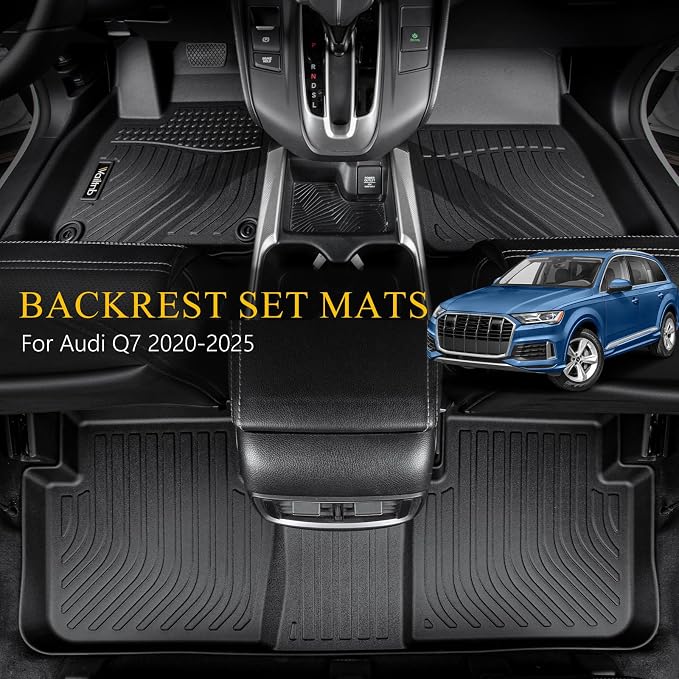 All Weather Floor Mats & Cargo Liner Backrest Mat for Audi Q7 / SQ7 2017-2025 2026 Liners Custom Fit Audi Q7 2017-2025 Waterproof Durable Easy to Clean Accessories SQ7