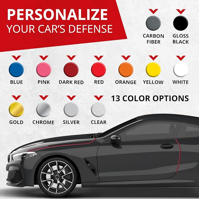 All-Fit Automotive Car Door Edge Protector – Universal DIY Edge Trim to Prevent Scratches & Dings – Flexible Adhesive Molding Trim for Cars, Trucks & SUVs (10 Ft - Red)