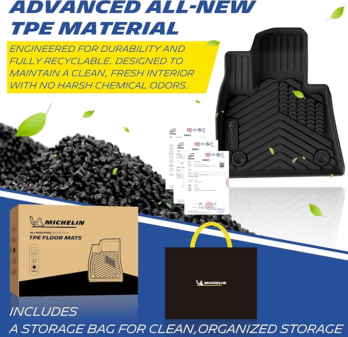Michelin Vehicle Mats for 2019-2026 BMW X5, 5 Seats, Floor Mats 3PCS | Fit Gas & PHEV (Plug In Hybrid), Not Fit 7 seats, Custom Fit, All-Weather TPE Car Mats Accessories Floor Liner, Premier