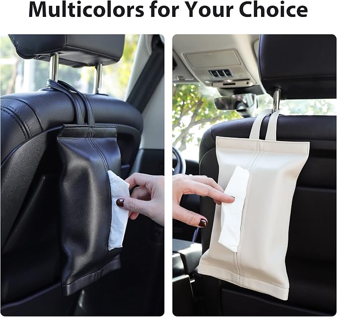 KINIVA Car Tissue Holder Sun Visor Napkin Tissue Box Holder for Car Visor Leather Tissue Holder DOX Dispenser for Car Bathroom (15 White)