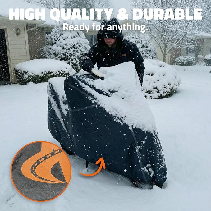 Mockins 91"x49"x39" Large Motorcycle Cover Heavy Duty Dual-Layer Fit | Motorcycle Cover Waterproof Outdoor 250G PVC + Soft HD Cotton For Midsize Cruisers, Sport-Touring & Retro Models Up to 91"