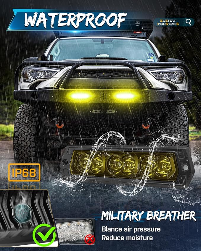 Flush Mount LED Pods Yellow 7 Inch CREE LED Light Bar Flush Mount Reverse Light Spot LED Pods Yellow Fog Lights for Wrangler F150 Toyota Ram Chevy GMC Truck UTV ATV